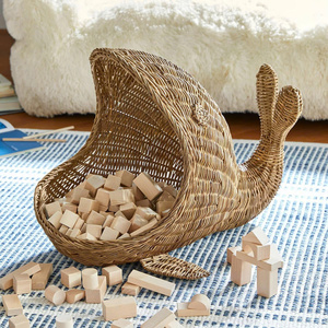 Adorable Rattan Whale Shape <b>Toy</b> <b>Basket</b> Handmade Eye-Catching Animal Shape Kids <b>Storage</b> <b>Storage</b> <b>Basket</b> For Children's Room - Product Image 1