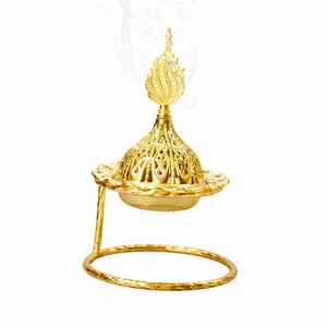 Quemador de incienso de lujo con caligrafía árabe, soporte de metal dorado, quemador de incienso de cerámica, quemador de estilo árabe, soporte de cerámica, decoración para el hogar - Product Image 2