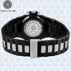 Montre de luxe Charm_Jewells en acier inoxydable, boîtier de 40 mm, mouvement mécanique analogique, date automatique, mode vintage pour homme, accents de diamants - Product Image 2