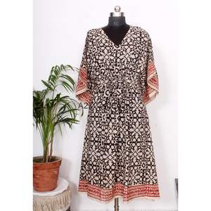 Vestido de Verano Ligero de Algodón 100% Puro Hecho a Mano, Estilo Coreano con Mangas, Kaftan para Mujer, Ropa de Playa - Product Image 4