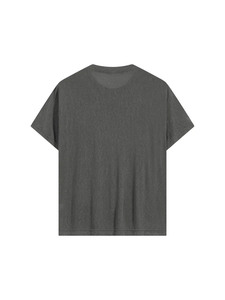 เสื้อยืดคอกลมแขนสั้นสีเทาเข้มสำหรับผู้ชาย ทรงปกติ สีพื้น ผ้าเจอร์ซีย์ลำลอง คอตตอน - Product Image 4