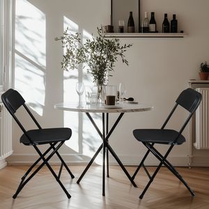 Sedia Pieghevole Classica in Plastica per Giardino, Confezione da 6, Nera - Product Image 3