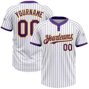 Jersey de Softbol de Manga Corta con Dos Botones y Nombre de Equipo Personalizado OEM, con Impresión por Transferencia de Calor, 100% Poliéster, Posiciones para Logotipo Personalizado - Product Image 1