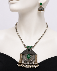 ARTS JEWELS Conjunto de Collar y Pendientes de Latón Chapado en Oro para Mujer, con Engaste de Bisel y Ónix, Estilo Bohemia, Joyería para Bodas y Fiestas - Product Image 2