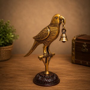 Sculpture de perroquet en laiton vintage indien SHUBHAM, figurine d'oiseau imitation antique, décoration de maison en métal, cadeau - Product Image 5