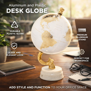 Globe terrestre décoratif en métal de grande taille |   Carte géographique détaillée |   Base noire solide |   Aide à l'étude pour les étudiants et décoration de bureau élégante - Product Image 5