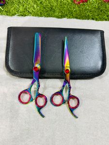 Multi Stainless Steel Professional Salon Hair Scissors 6.0-Inch Blade Long Handle Right-Handed <b>Barber</b> Cutting Shears <b>Set</b> of 2Pcs - Product Image 2