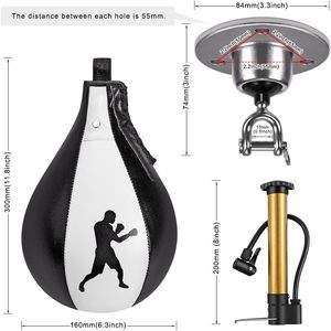 Kit de sac de vitesse pour la boxe et sac de vitesse en cuir premium avec rotation à 360° °   Tête pivotante et gonfleur faciles à installer et à utiliser, améliorant la performance - Product Image 4
