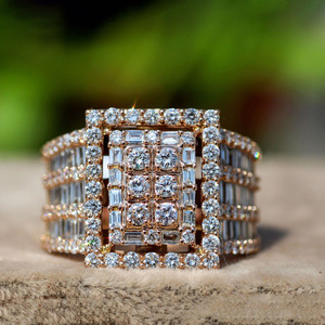 Bague de fiançailles Hip Hop entièrement sertie de diamants Moissanite taille baguette et ronde, style entièrement glacé, en argent sterling 925, bijoux pour cadeaux masculins - Product Image 1