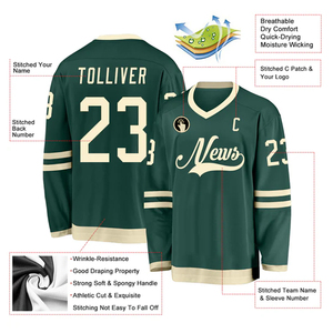 Jersey de Hockey sobre Hielo Sublimado Personalizado para Equipo, Manga Larga, Cuello en V, Cierre de Botones, Transpirable, Absorbe la Humedad, Unisex - Product Image 4