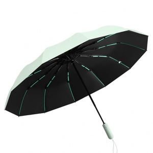 Superior Modern Pongee 12K 60Ribs <b>Windproof</b> Automatic <b>Umbrella</b> UV Protection Three Fold for Business Gifts - Product Image 2