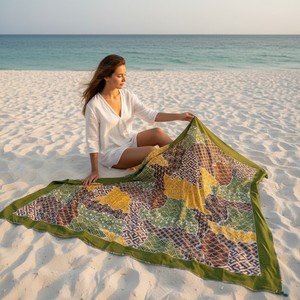 <b>Sarong</b> Handmade Batik Inspired Pattern High Quality Fabric Women Beach Dress Cover Up Summer Holiday Wear Trendy Ethnic Beach - Product Image 6