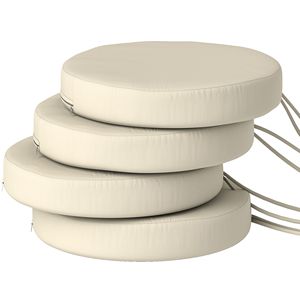 Set di 4 Cuscini Bianchi Crema per Sedie da Patio 38x38x7,5 cm, Cuscini Rotondi Trapuntati Lavabili in Lavatrice per Sedie da Pranzo e Bistrot - Product Image 1