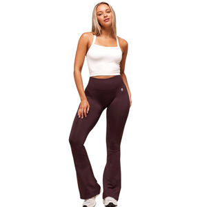 Premium <b>Brown</b> Flare Yoga Pants Women High Waisted Bootcut Gym Leggings Tummy Control Wide Leg Workout Tights Activewear - Product Image 4