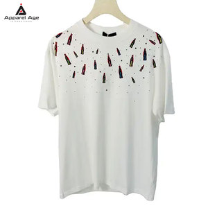 เสื้อยืดผู้ชายพิมพ์ลายประดับเพชร คุณภาพพรีเมียม ผ้าฝ้าย 100% ทรงหลวม แห้งเร็ว ระบายอากาศได้ดี - Product Image 1