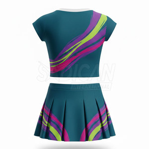 Uniforme de cheerleading classique imprimé en polyester à faible MOQ pour filles/femmes/équipes avec couleurs et tailles personnalisables et logo sur mesure - Product Image 2