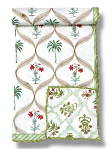 Dohar à motif imprimé unique de fleurs d'oranger et de feuilles vertes, idéal pour la chambre, pour un look luxueux. Achetez directement auprès du fournisseur. - Product Image 5