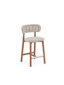 Chaise de bar en rotin de style européen moderne avec structure en bois naturel pour salon, table de bar et intérieur minimaliste. - Product Image 3