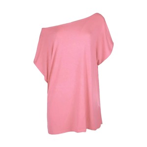 Women's Loose Fit Solid Gray <b>Batwing</b> Sleeve O-Neck Knitted <b>T</b>-<b>Shirt</b> Casual Top - Product Image 2