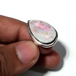 Natural Australian Opal Doublet Multi Fire Ring, Solid 925 Starling Silver Ring Adjustable Ring For Girls & Women - Product Image 1