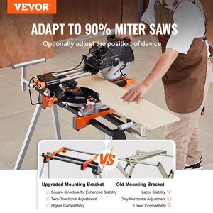 Support pliable en acier pour scie à onglet, capacité de charge 300 lb, avec supports de montage monobloc et pinces réglables pour machines à scier le bois - Product Image 2