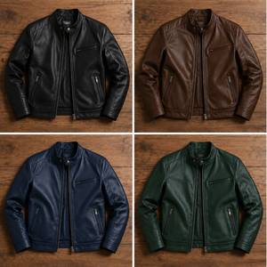 Unisex PU Leather Quilted Jacket Slim Fit <b>Mandarin</b> Collar Zipper Closure Black Winter Style Discharge Front Hooded Vintage - Product Image 5