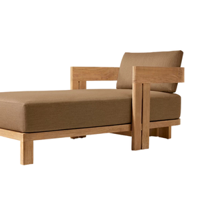 Hot Sale The Plaza Luxury Modern Minimalist Teak Outdoor Daybed <b>Sofa</b> Natural Finish Thick Armrest Cushion Lounge Chair - Product Image 5