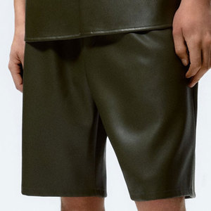 Pantalones Cortos de Cuero Modernos para Hombre, Cintura Media, Estilo Casual, Cierre con Cremallera, Ligeros, Transpirables y Cómodos para Uso Diario - Product Image 1