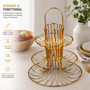ชั้นวางผลไม้เหล็กดัดทำมือหลายชั้นสำหรับจัดเก็บและตกแต่ง - Product Image 6