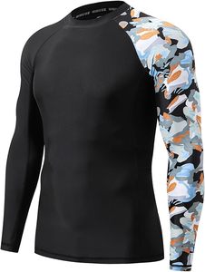 T-shirts de sport pour hommes à col rond, impression numérique personnalisée, anti-UV, séchage rapide, UPF50+, MMA, BJJ, surf, rashguard - Product Image 2