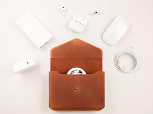 Organisateur de câbles en cuir de luxe avec logo personnalisé, gestion des cordons de bureau, support de fils électroniques, étui de voyage pour technos, référence usine LCO-0005 - Product Image 3