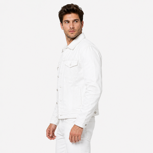 Veste en jean pour homme avec des poches pratiques en denim robuste et une silhouette confortable, conçue pour un style intemporel OEM - Product Image 2