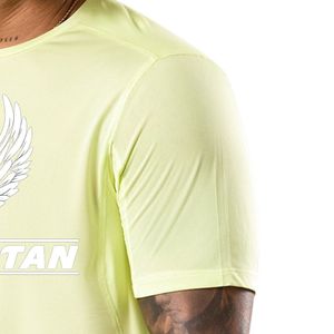 T-shirt de sport pour homme, vert lime clair, col rond, manches courtes, pour entraînement, gym, sport, activewear - Product Image 5