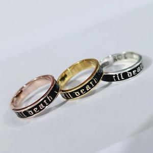 4mm 6mm Sterling Silver Invisible Black Enamel Band <b>Ring</b> 'Till Death' Engraving Engagement Wedding <b>Couples</b> Promise <b>Ring</b> Pair - Product Image 4