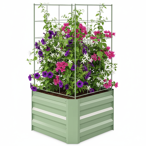 Bac à légumes surélevé en métal pour extérieur avec treillis, jardinière rectangulaire galvanisée, modèle GB025 - Product Image 2