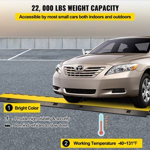 Protector de Cables de Goma de Alta Resistencia de 3 Canales, 1.2 x 1.2 Pulgadas, Rampa para Entrada de Vehículos, Cubierta para Cables, Alambres y Mangueras - Product Image 4