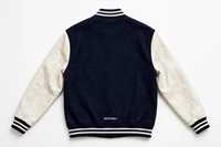 Veste de baseball varsity avec manches en cuir PU, fermeture éclair, logo brodé sur le devant, respirante, pour l'automne