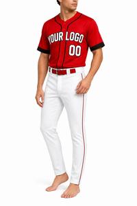 Maillot de baseball rouge personnalisé pour homme, manches courtes, boutons sur le devant, logo blanc, impression 00, respirant, coupe classique, vêtements pour toutes les saisons - Product Image 3