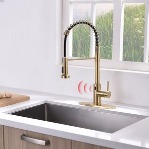 Rubinetto da Cucina Automatico Smart Senza Contatto e Senza Mani in Nichel Spazzolato Oro, Rubinetti da Cucina Moderni - Product Image 3