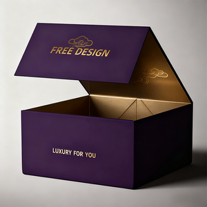 Boîte cadeau de luxe avec fermeture magnétique personnalisée, boîte en carton rigide pliable noire, emballage de qualité supérieure, boîte cadeau en papier - Product Image 1