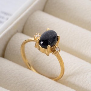 Anillo de Piedra de Oro Azul Medianoche, Anillo de Piedras Preciosas Inspirado en la Galaxia con Detalles en Piedra de Oro Azul Nocturno, Plata de Ley 925, Chapado en Oro de 14K - Product Image 3
