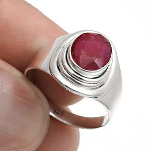 Anillo de Plata de Ley 925 al por Mayor con Piedra Preciosa de Rubí Natural de Alta Calidad, Joyería Bohemia Hecha a Mano para Niñas y Niños - Product Image 2