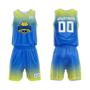 Uniformes de Baloncesto Transpirables de Poliéster, Personalizados, Jersey y Pantalones Cortos para Hombre, Secado Rápido, Cuello en V, Sublimación para Equipo, Entrenamiento y Juego - Product Image 1