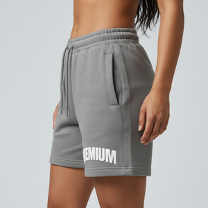 Shorts en molleton de coton pour femmes grandes tailles, taille élastique avec cordon de serrage, vêtements de sport décontractés, fabricant OEM - Product Image 4