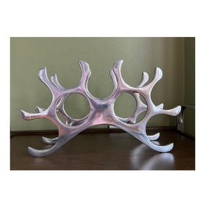 Casier à vin vintage en aluminium, support pour 9 bouteilles, banc de table sur pied, miroir, polonais, support pour bouteilles de vin, fêtes de mariage - Product Image 3