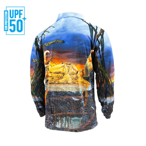 เสื้อโปโลตกปลาผ้าสแปนเด็กซ์/โพลีเอสเตอร์ สกรีนลายตามสั่ง เสื้อชาวประมงไซส์ใหญ่ ระบายอากาศได้ดี UPF 50 แห้งเร็ว - Product Image 2