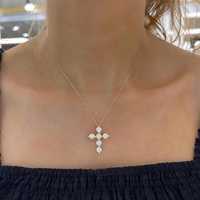 Collar de Oro Sólido de 14K con Diamante Redondo de Corte Brillante Cultivado en Laboratorio, Joyería Fina Personalizada para Mujer, Regalo de Boda