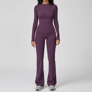 Women Plus Size Yoga Sports Set 2 in 1 Hooded Full Sleeve Solid Color Breathable Lightweight Gym Fitness Tracksuit Sporty Style - Product Image 3