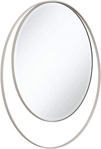 Asymmetrical Round Wall Mirror Warm Silver Iron <b>Frame</b> Beveled Glass Decorative Vanity Mirror for Home Decor Bulk Supply - Product Image 5