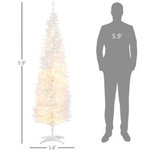<b>6ft</b> Slim Artificial Christmas <b>Tree</b> with Realistic Branches and Warm White LED Lights Pencil Christmas <b>Tree</b> - Product Image 3